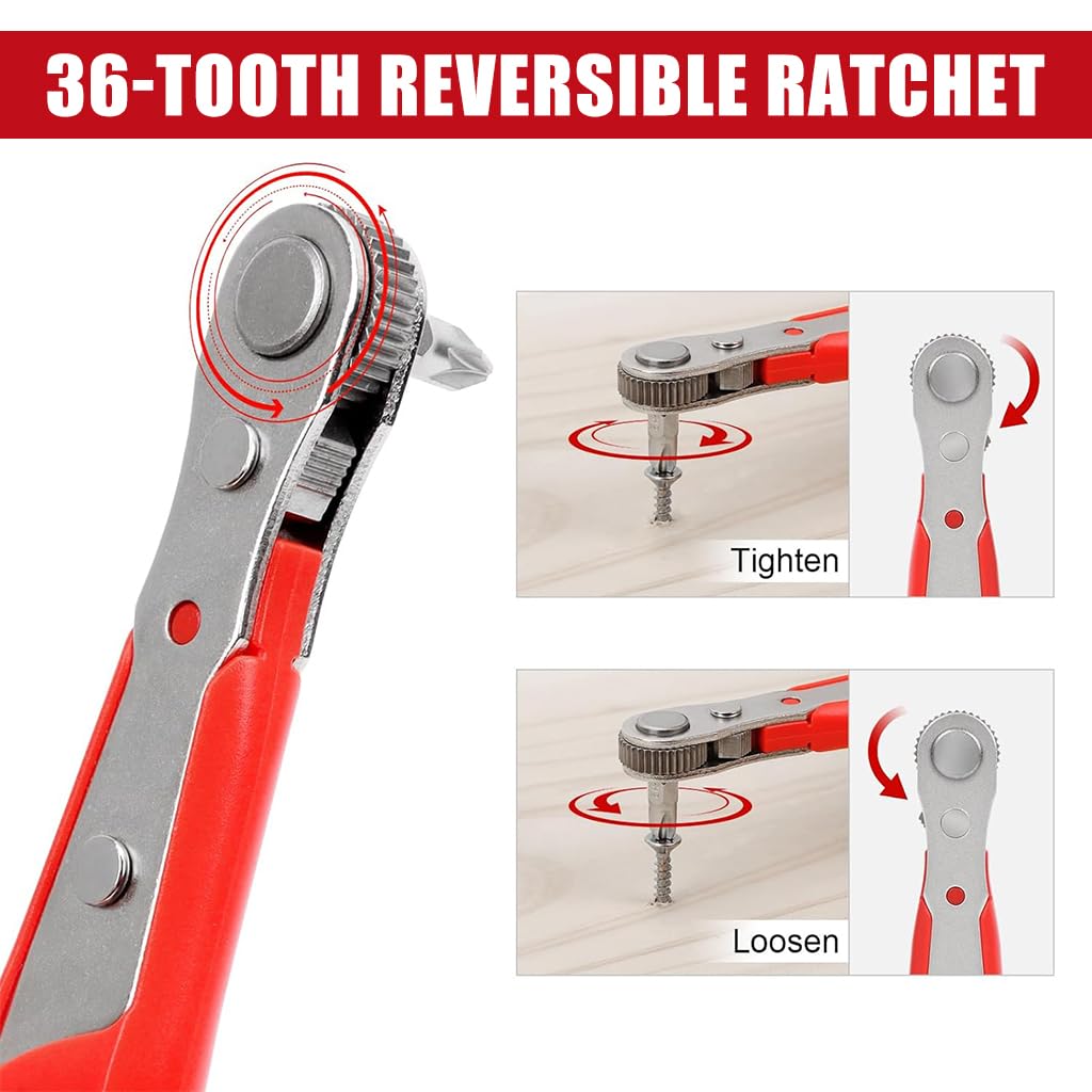 Serplex Right Angle Ratcheting Screwdriver Set 22 pcs with 20 Bits | Chromium Vanadium Steel