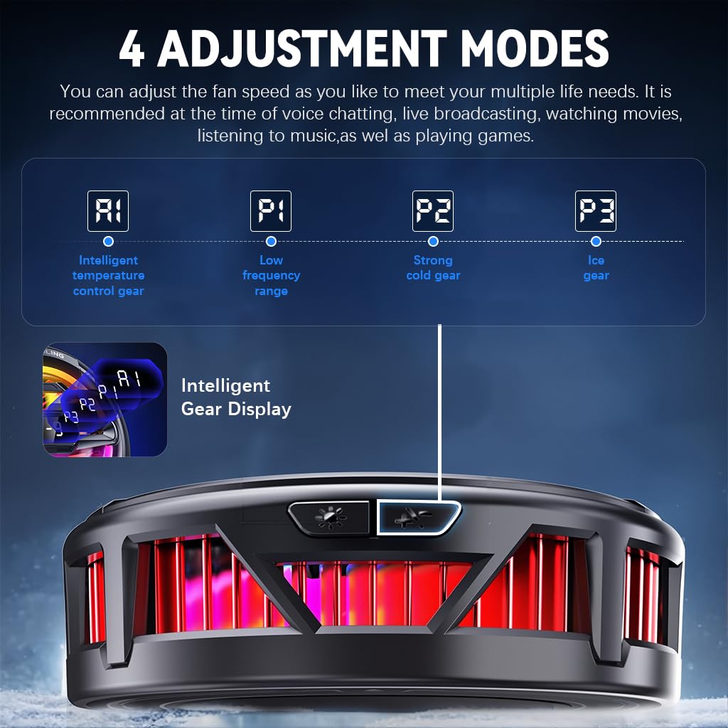ZORBES Phone Cooler for Gaming with LCD Display RGB Light & Semiconductor Cooling | 3PCS