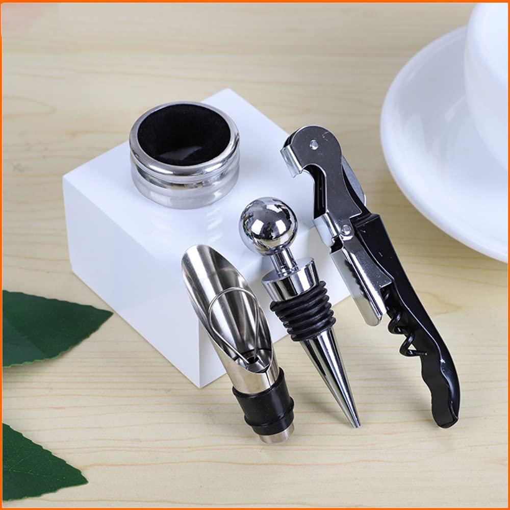 HASTHIP® 4PCS Bottle Openers Wine Bottle Opener Kit for Beer or Wine Premium Wine Opener Gift Set Includes Corkscrew Bottle Stopper Wine Pourer and Wine Ring(Gift Packaging)