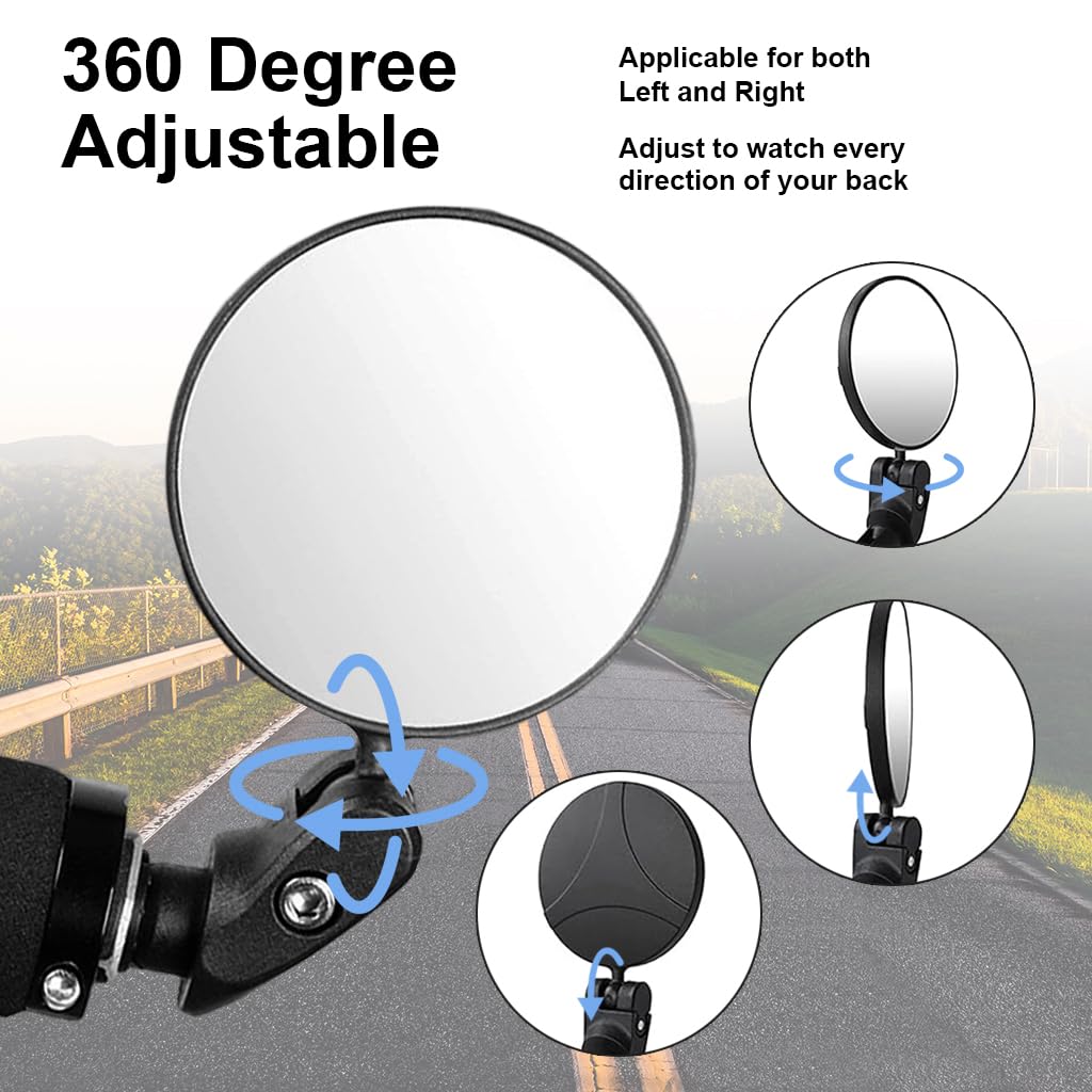 STHIRA Bike Mirrors for Handlebar End Use with 360° Rotatable Design and ABS Material | 2Pcs Set