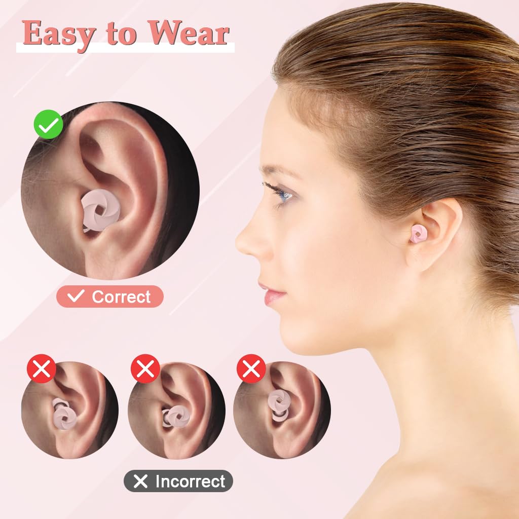 ZIBUYU Ear Plugs for Noise Reduction with 33dB Protection and Soft Silicone Ring Design