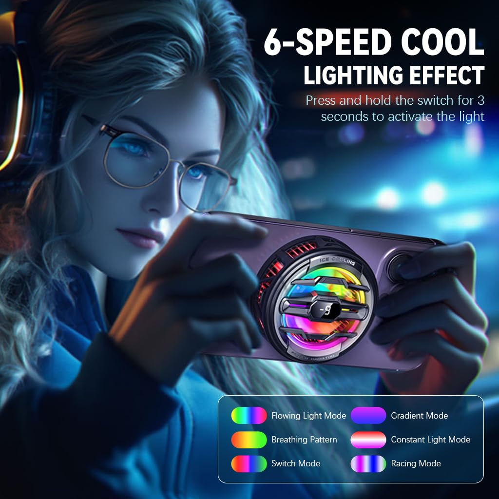 ZORBES Phone Cooler for Gaming with LCD Display RGB Light and Semiconductor Cooling | 2PCS