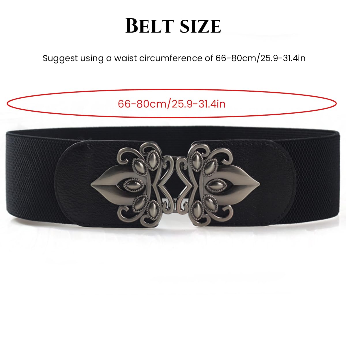 PALAY® 2Pcs Belt for Women, Vintage Wide Stretch Waist Belt for Women Dresses, Elastic Slim Belt Cinch Belt with Interlocking Buckle - Black & Brown