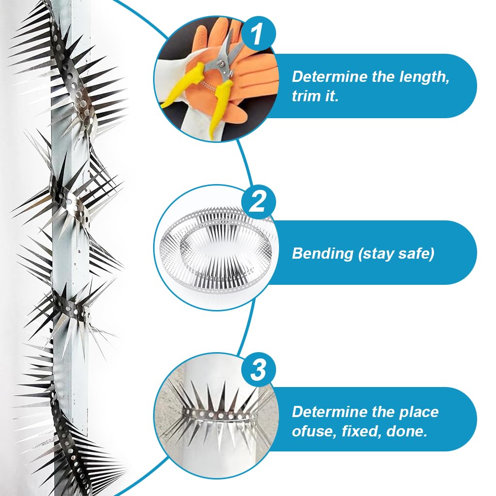 HASTHIP Anti Bird Spike Strips for Pigeons and Cats with Dual Row Design 0.5 m Stainless Steel | Easy Installation