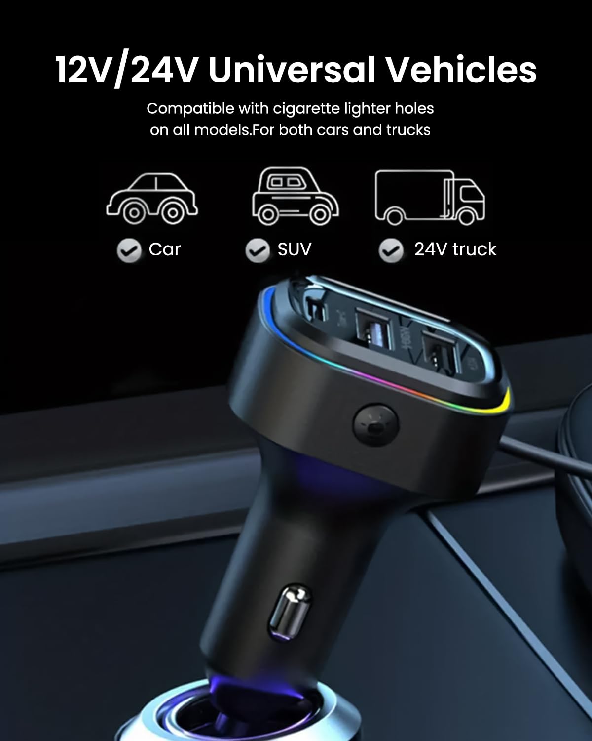 STHIRA® 120W USB C Car Charger for iPhone 15 USB 3.1 Multi Ports Car Cigarette Lighter Charger with Dual Type C Ports, PD & USB 3.1 Ports, Universal 12V/24V Car Cigarette Lighter Charger