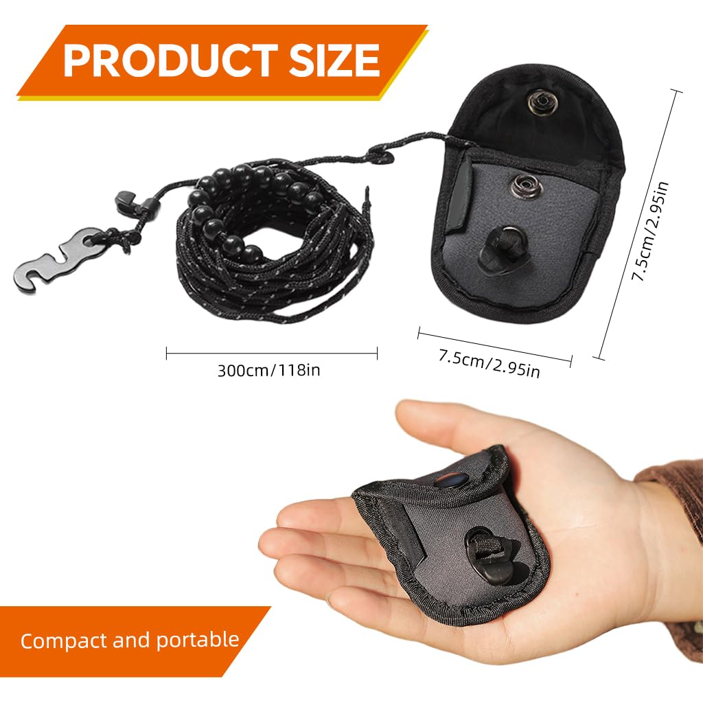 HASTHIP Clothes Drying Rope for Camping with 3m Length and Reflective Beaded Nylon Design