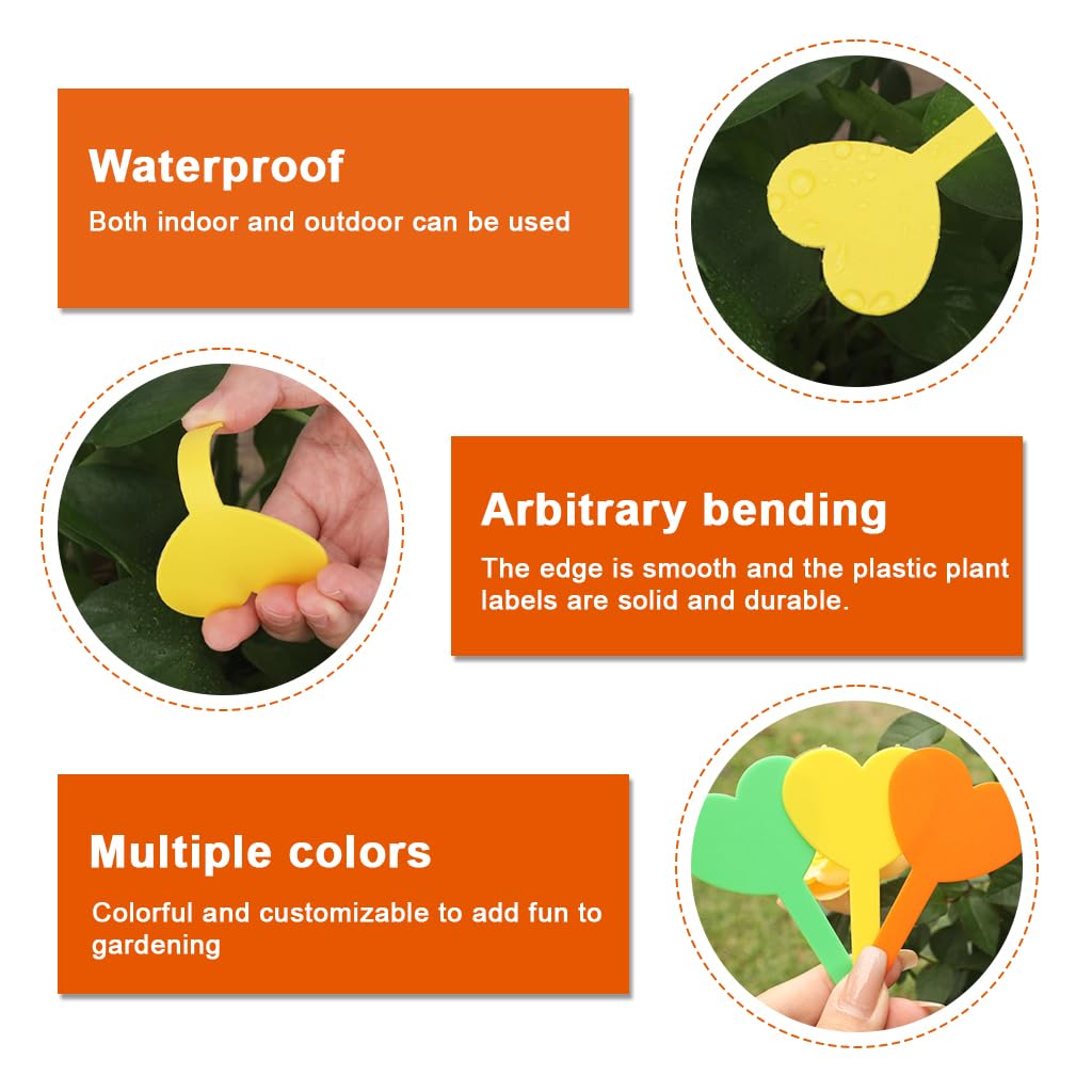 HASTHIP Plant Tags for Garden and Flower Pots featuring 100 1.8 in Heart Shape PP Labels | Colorful and Weatherproof