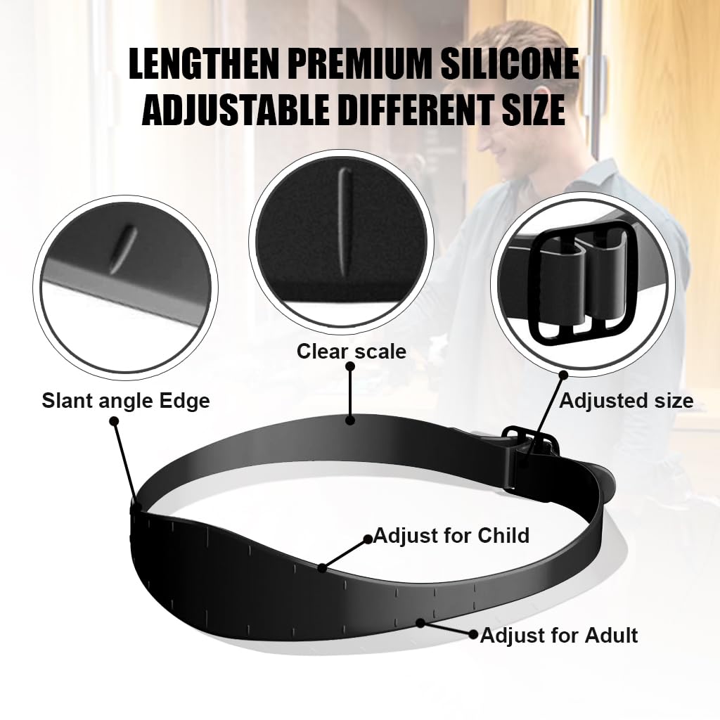 MAYCREATE® Neckline Shaving Template, Curved Silicone Band DIY Haircut Template, Adjustable Hair Line Guide for Men Boy, Trimming Template for Hair Clippers Creating Skin Fade Guidelines - Black