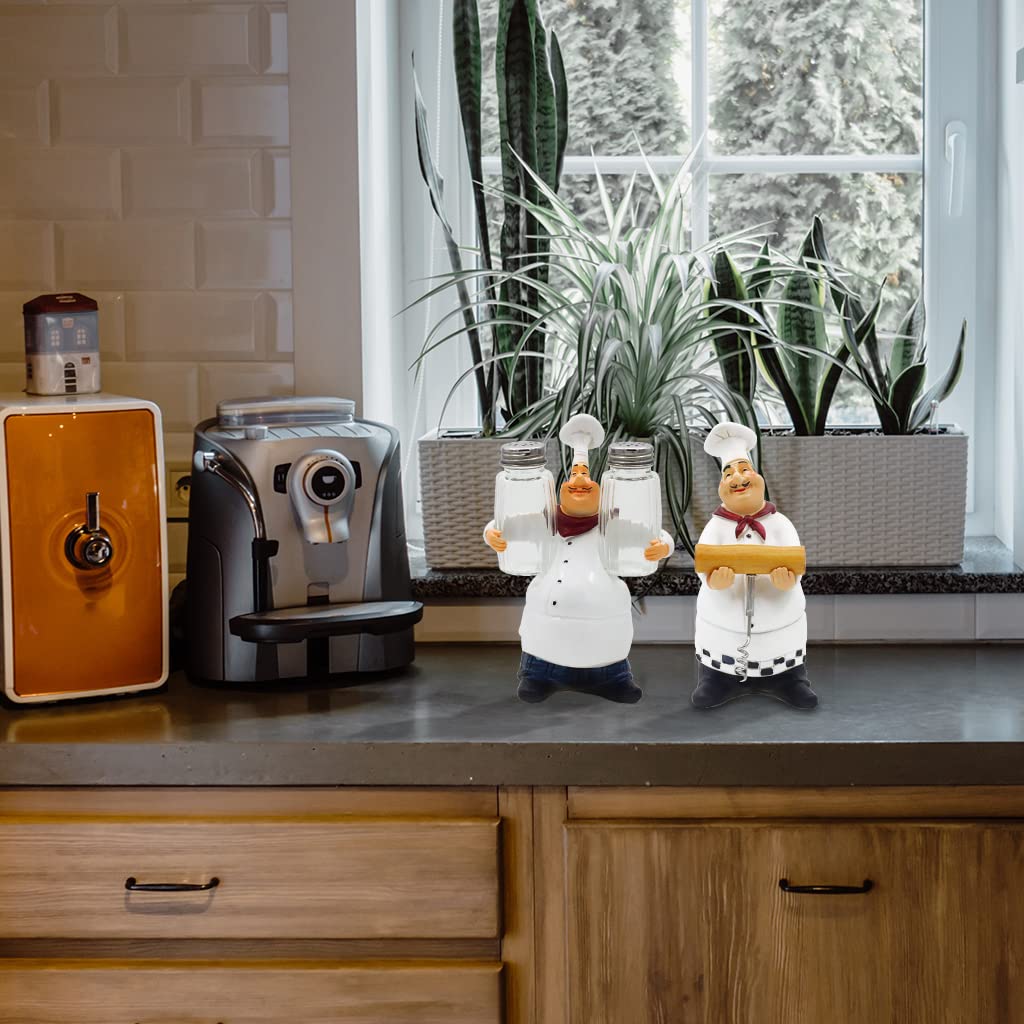 HASTHIP French Chef Figurine for Dining Table with Wine Opener and Resin Build | 20.5cm Decor