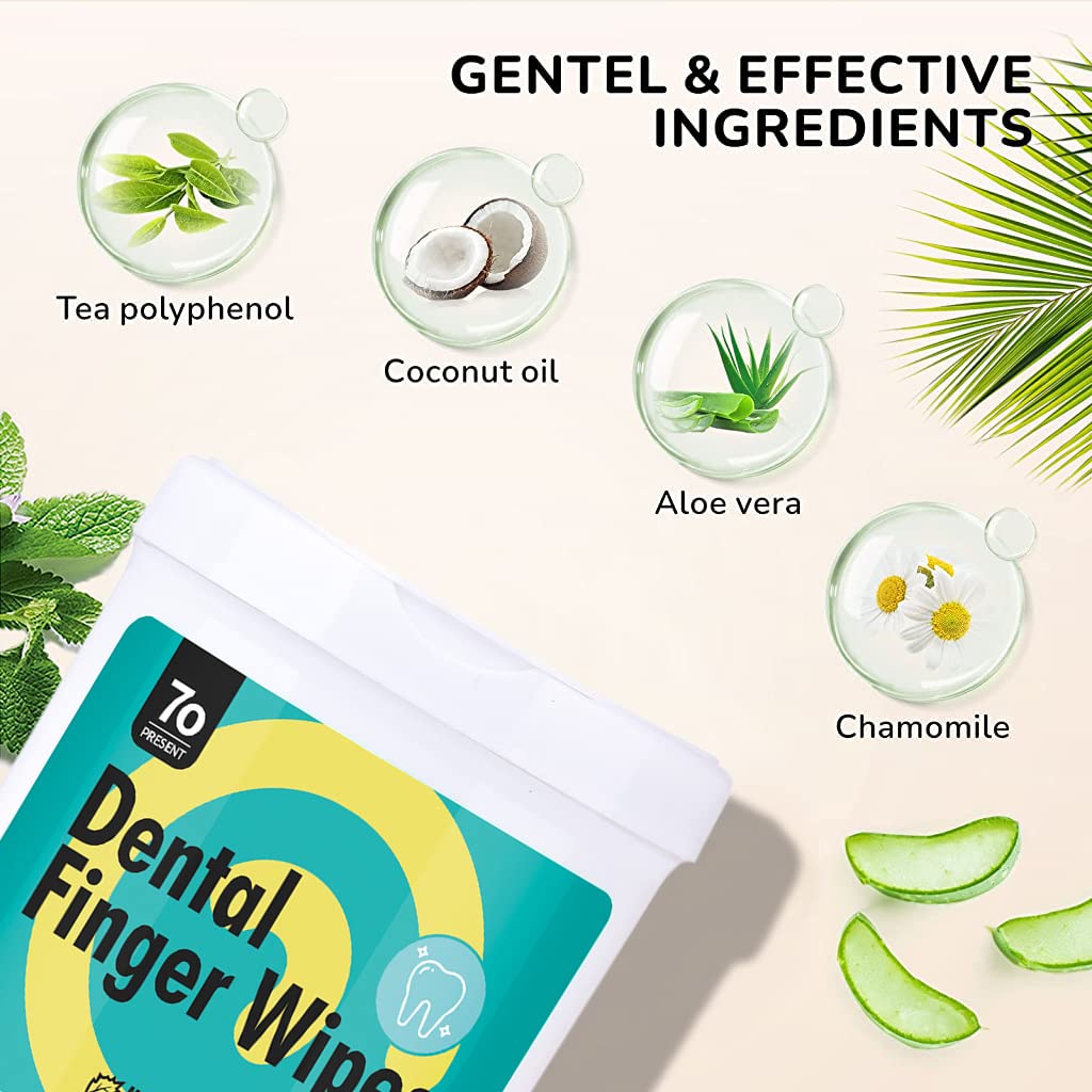 Qpets Teeth Cleaning Wipes for Pets with 50 Sheet Finger Design | Aloe and Mint Fresh Breath Care