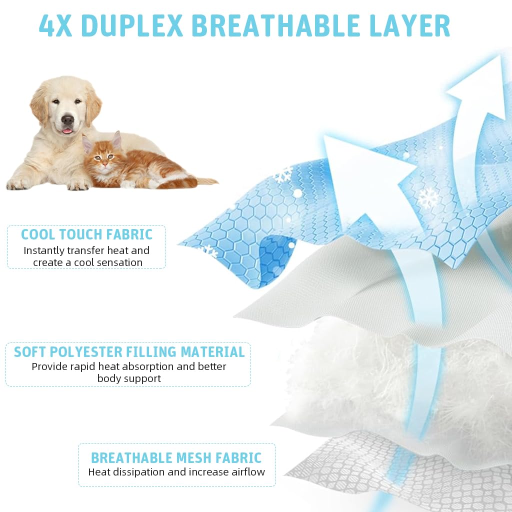 Qpets Silicone Small Dog Mat for Summer Cooling with Mesh Airflow 100x75 cm Blue | Washable