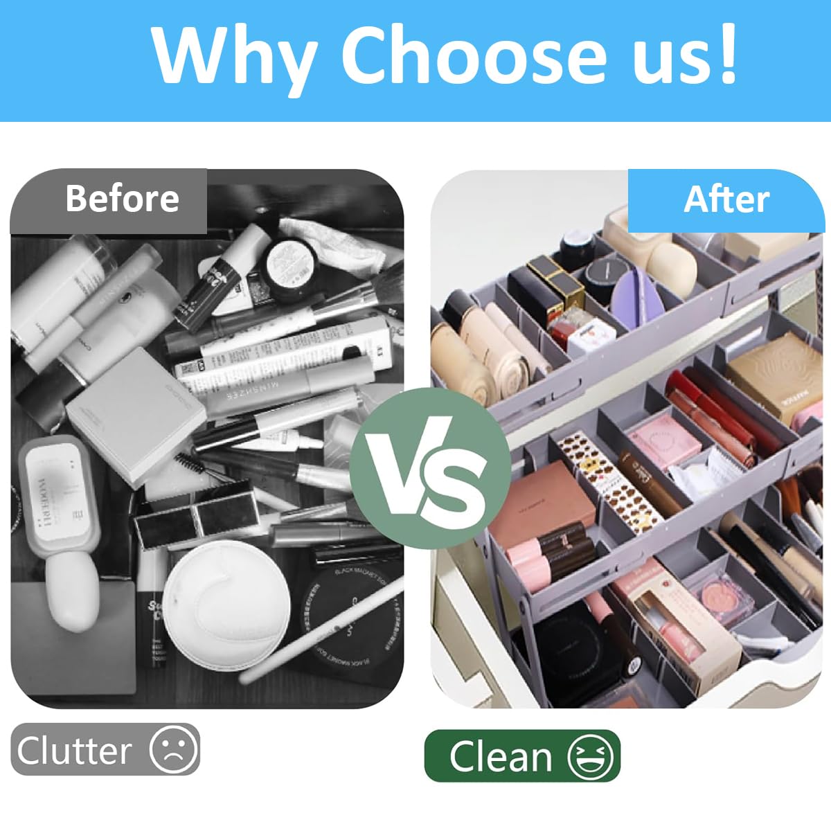 HASTHIP Desk Organizer Case for Home and Office with 3 Tier Stackable Compartments | ABS Storage Box