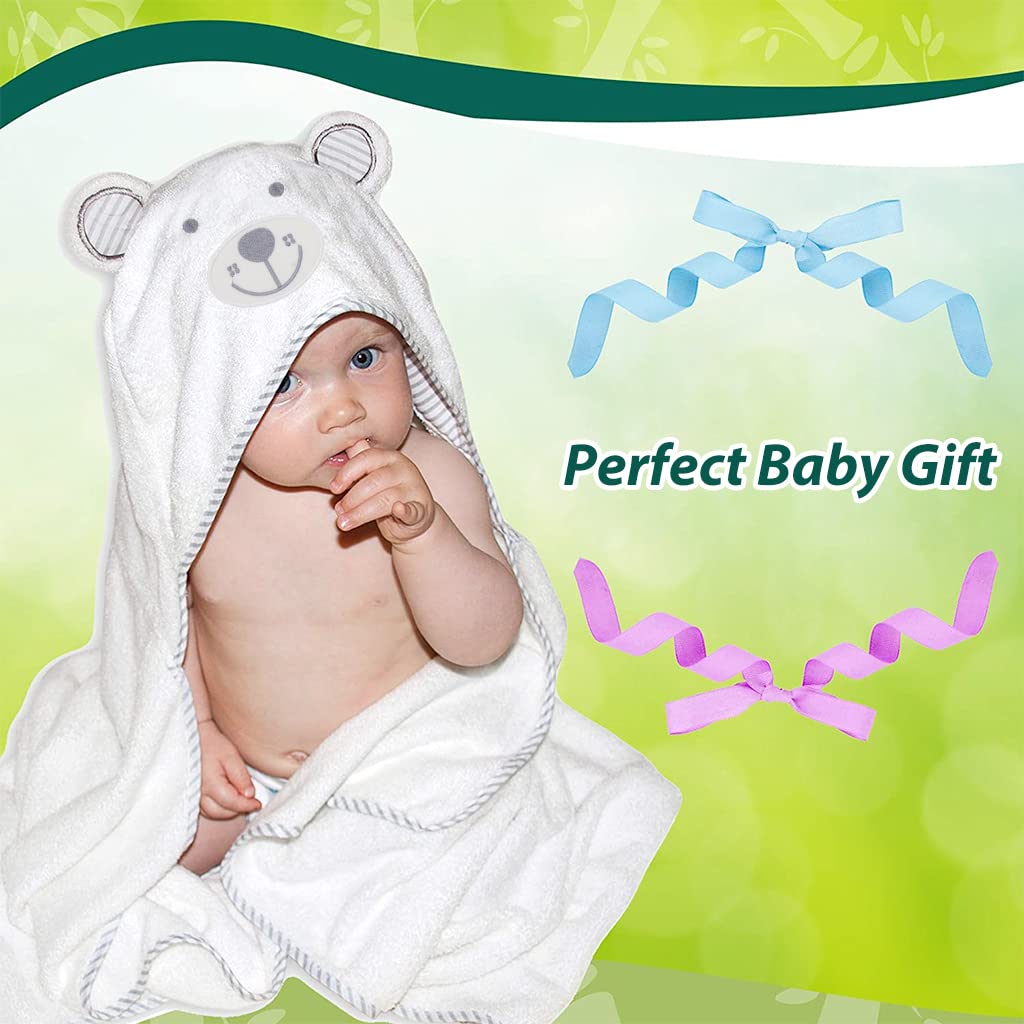 SNOWIE SOFT Baby Bath Towel for Newborns with 90×90 cm Hooded Bear Design | Bamboo Fiber Set