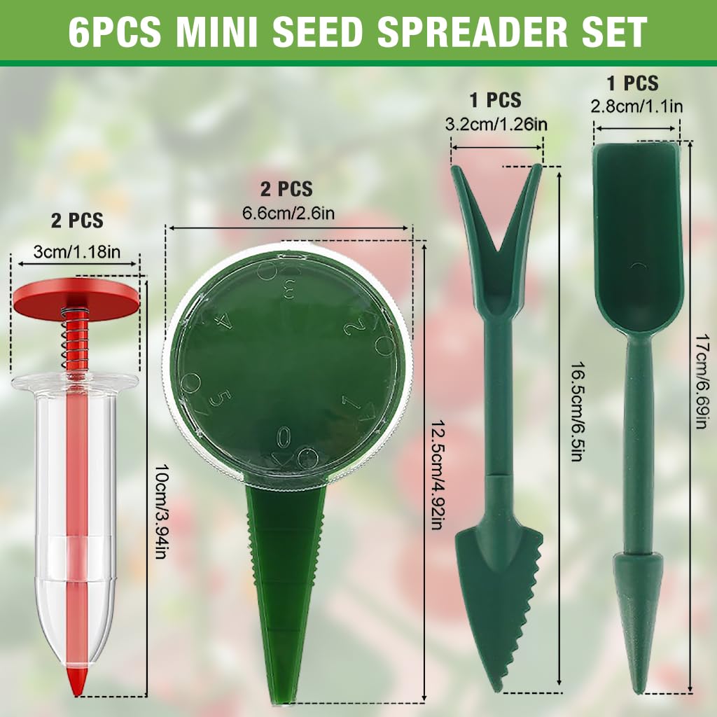 HASTHIP® Manual Seeder Kit with 10pcs Plant Markers & Drill, Adjustable Precision Seed Dibber for Garden, Patio, Pots, Mini Sowing Seed Dispenser for Flower Pots, Flower Bed