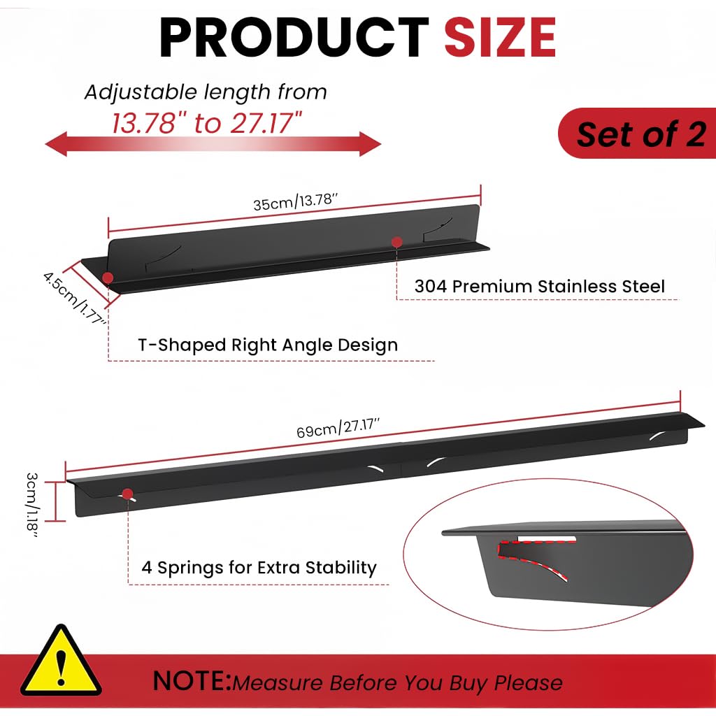 Supvox Telescopic Stove Top Gap Filler for Kitchen Counters featuring Adjustable 13.8–27.5 in Stainless Steel | Easy Clean Heat Resistant Barrier