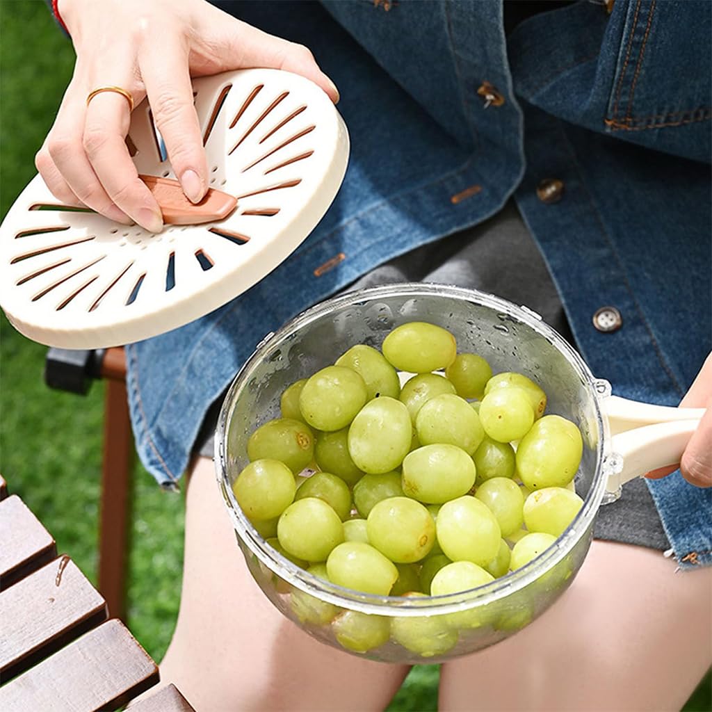 Supvox Kitchen Colander Bowl Set for Fruit and Vegetable Washing featuring Drainer Lid | 3 in 1 BPA Free PET and PP Design