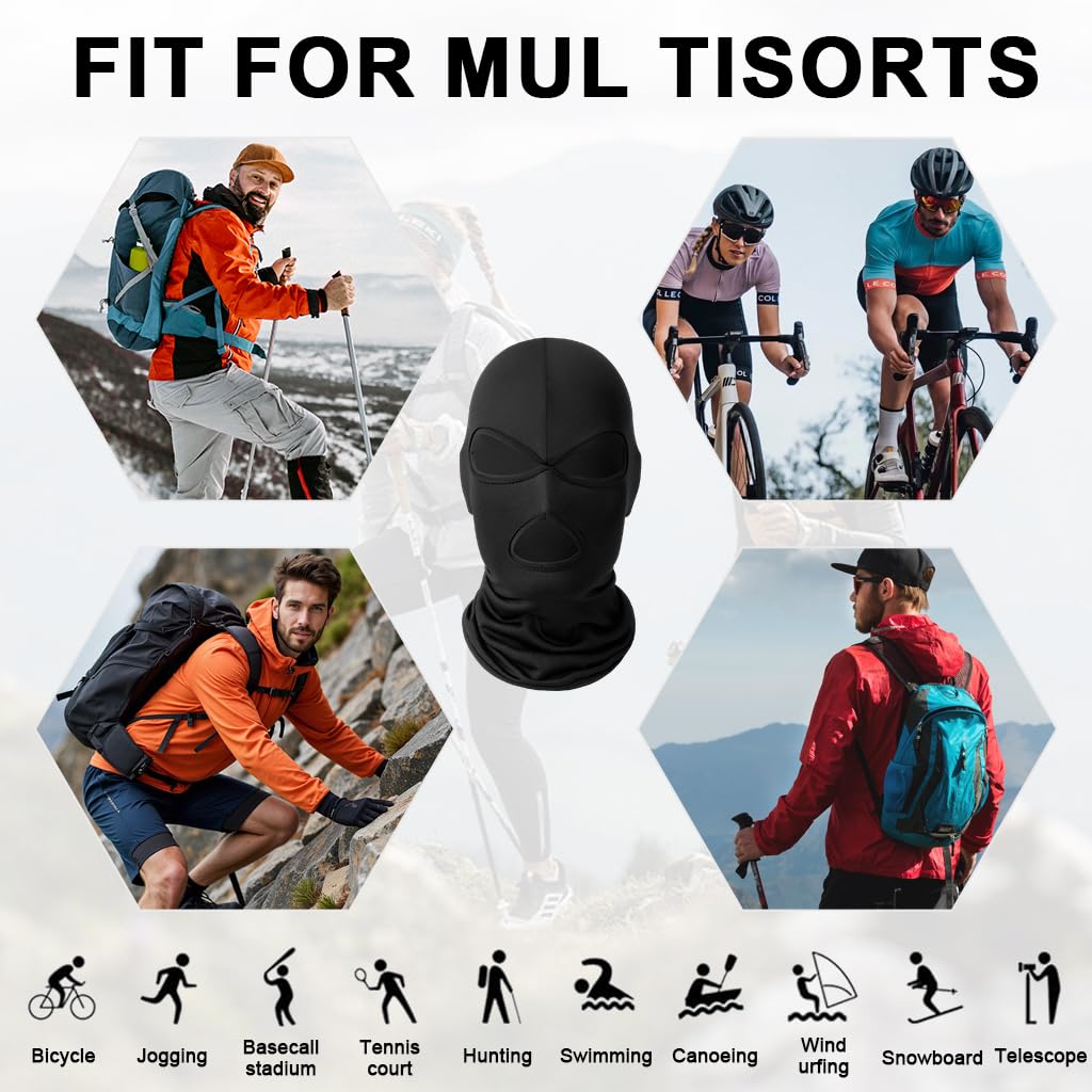 PROBEROS Full Face Mask for Cycling and Skiing with Breathable Lycra Fabric | Black Balaclava for Men and Women