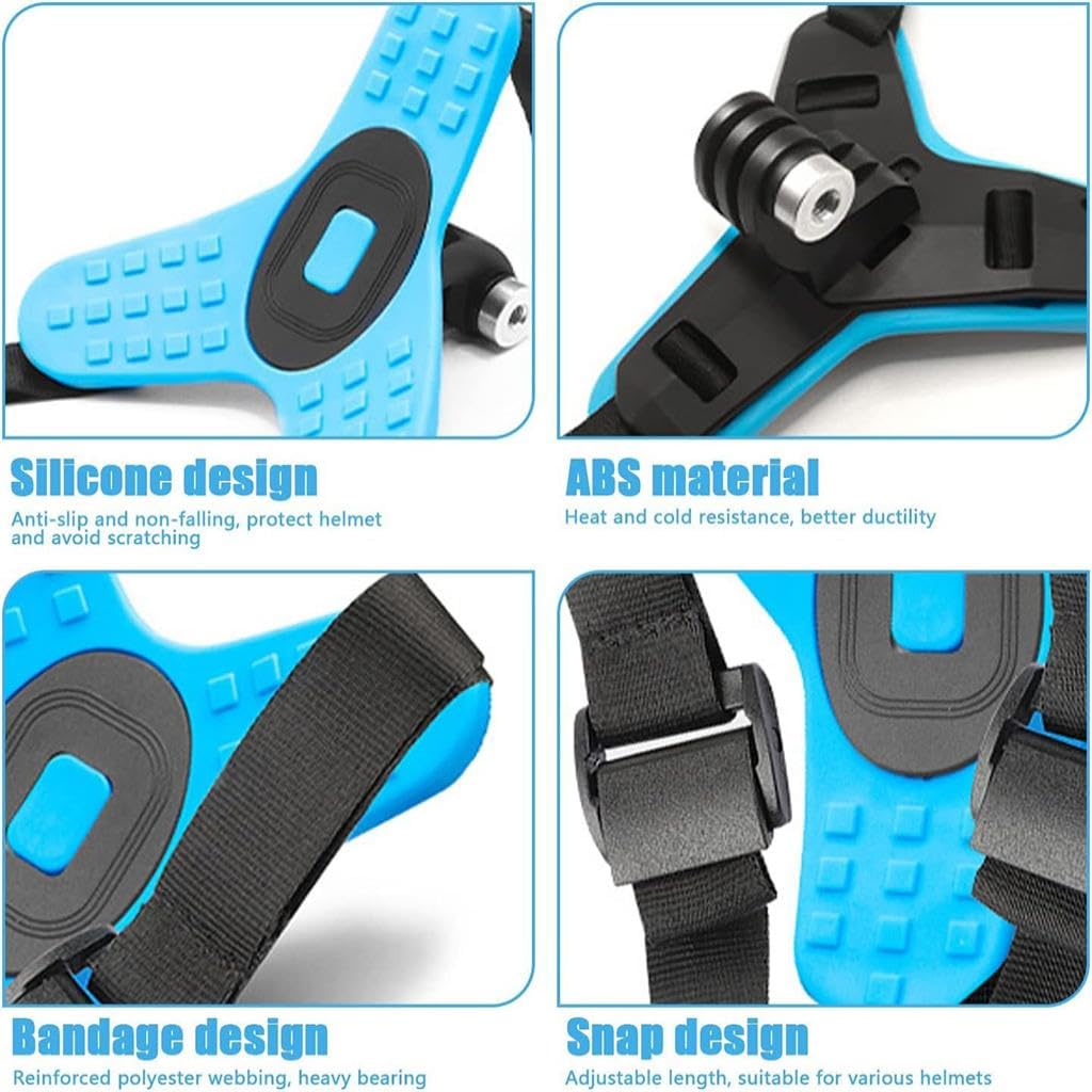 ZIBUYU Motorcycle Helmet Chin Mount for Action Cameras featuring J Hook & Silicone Base