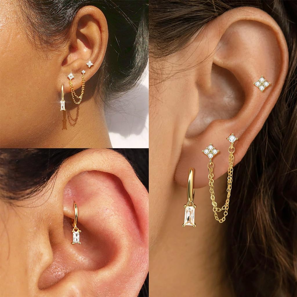 SANNIDHI Earrings Set for Women with 3 Pairs Hypoallergenic Stainless Steel Designs | Ideal for Multiple Piercings