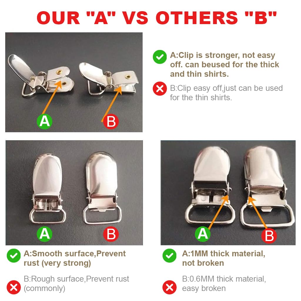 GUSTAVE Shirt Stays for Men with 3 Adjustable Elastic Clips for Formal Wear | 2Pcs Set