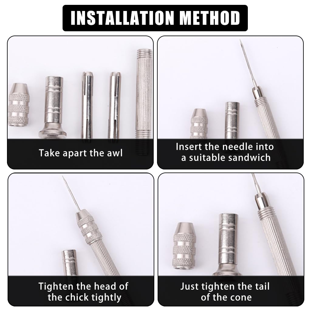 HASTHIP Needle Awl Set for Leather and Shoe Repair featuring Ergonomic Grip and 7 Pcs Stainless Needles