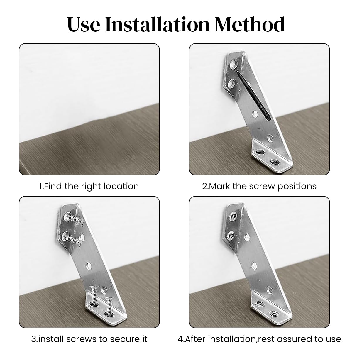 Serplex® 20Pcs Shelf Brackets with 120pcs Screws Multi Hole Brackets Stainless Steel Furniture Corner Connectors Heavy-Duty Multipurpose Triangle Brackets for Connecting, Wall Mounting