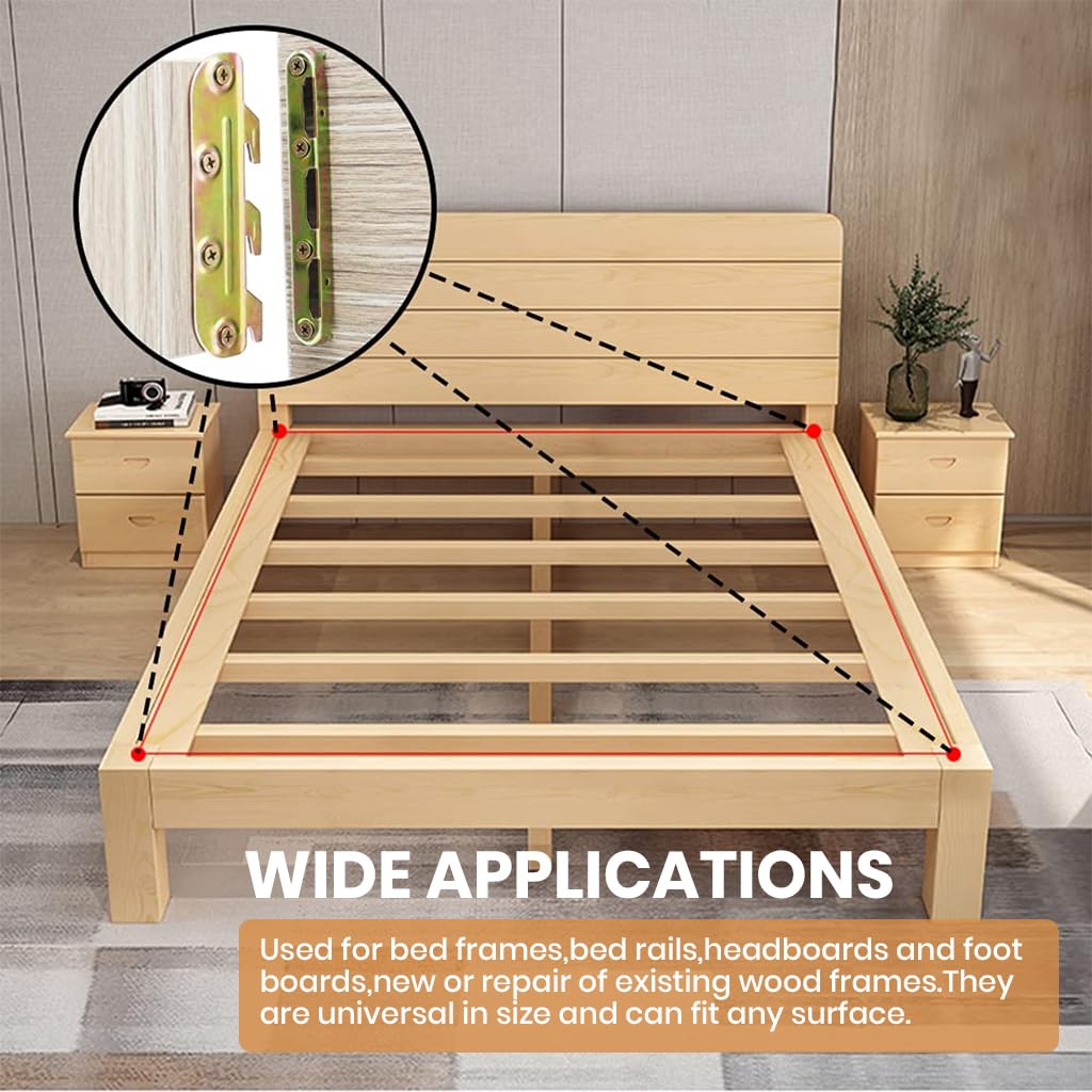 Serplex Bed Rail Brackets for Wooden and Metal Frames with Screw-Fixed Design 5 in Set