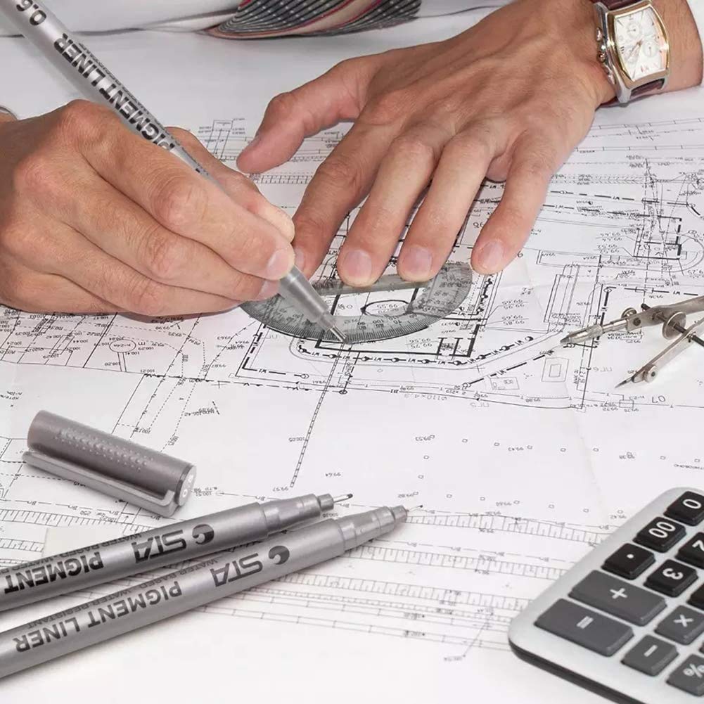 ELEPHANTBOAT Micro Pen Waterproof Fineliner Set for Mandala and Manga Art | 9 Black Pens