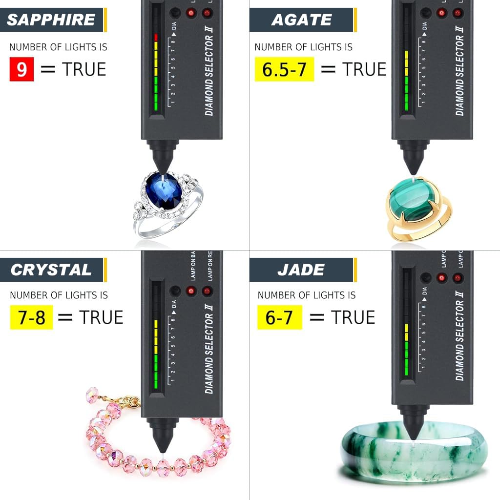 ZIBUYU Electronic  Diamond Tester Professional Thermal Conductivity Diamond Tester  with LCD Indicator Multi Diamond Tester for Diamond, Sapphire, Ruby, Crystal, Agate, Jade, Gems, Battery Opertated