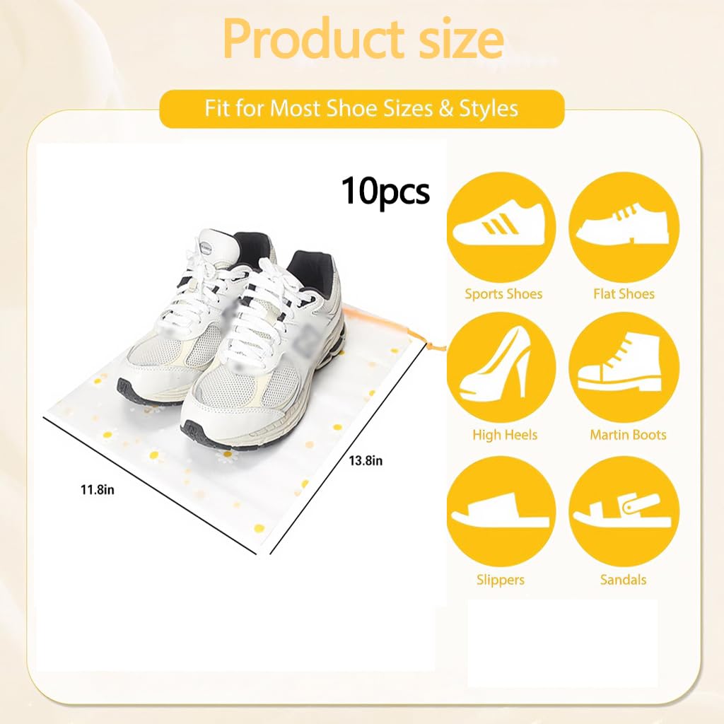 Zibuyu Clear Plastic Shoe Bags for Travel with Drawstring Closure 10PCS 30x35cm | Waterproof Storage Organizer