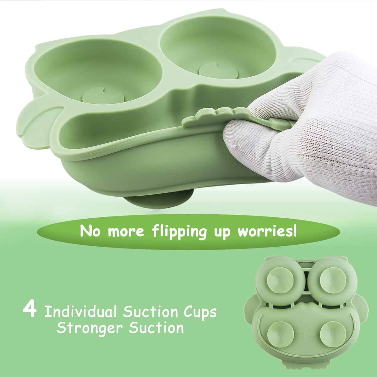 SNOWIE SOFT® Baby Suction Plates for Baby Feeding with 4 Strong Suction Cups, Silicone Toddler Plates with Deep Divided for Kids to Feed Themselves, Dish Washer & Micro-Wave Oven Safe