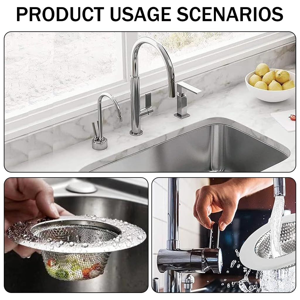 Supvox Kitchen Sink Strainer Pack of 5 4.4 in Stainless Steel with Metal Filter | Anti-Clog Design