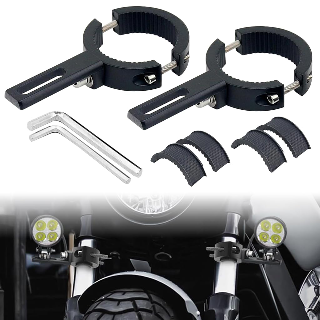 STHIRA Fog Light Clamp for Motorcycle with 360° Adjustable Mount in Sturdy Aluminum | 2pcs Universal Fit Spotlight Brackets