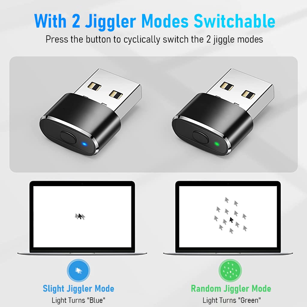 Verilux® Mouse Jiggler Undetectable USB Mouse Mover with Switch Button, 3 Jiggle Modes and Multi-Track, Driver-Free, Simulate Mouse Movement, Keeps for Computer, Laptop Awake