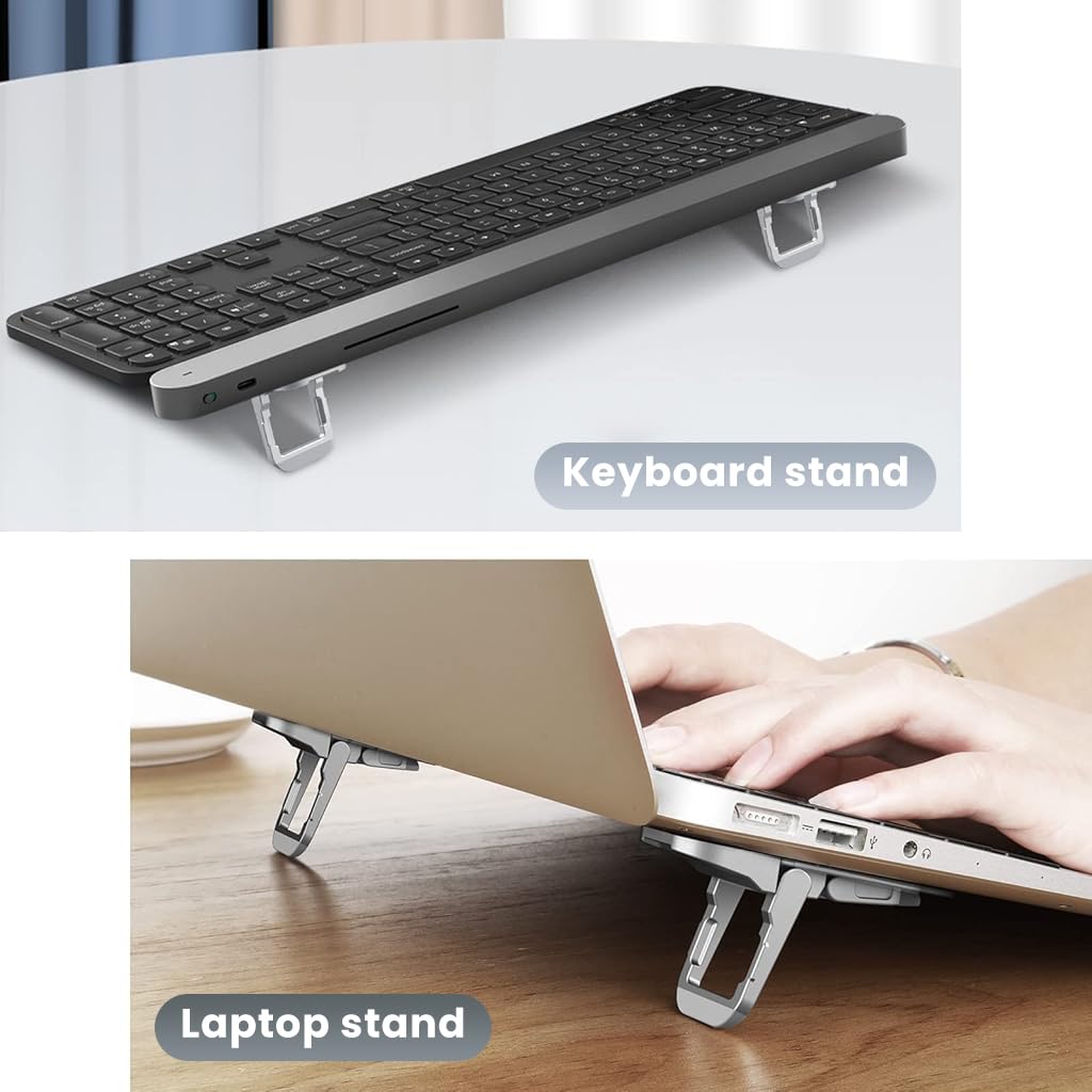 ZORBES Portable Invisible Laptop Riser Stand for Ergonomic Use featuring 2pc Alloy Folding Design