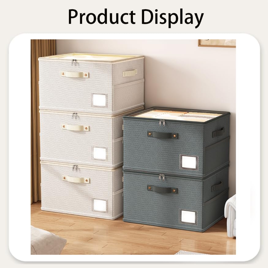 ZIBUYU Foldable Storage Boxes for Clothes and Bedding with Lids and Side Pockets | Washable Oxford Fabric Closet Organizers
