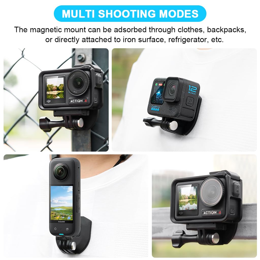 ZORBES Magnetic Action Camera Neck Mount for Hands-Free POV Filming with Adjustable Nylon Cord | Universal Compatibility and Lightweight Design