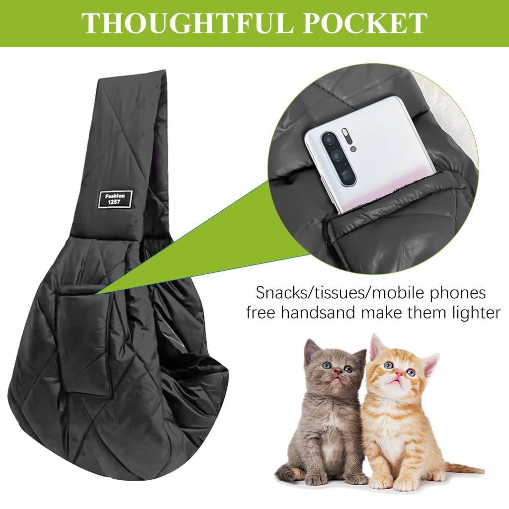 Qpets Pet Carrier Bag for Cats and Dogs with Wide Shoulder Strap and Side Pockets | Soft Breathable Travel Sling