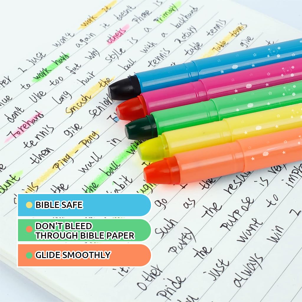 Climberty® 12-Color Bible Highlighters Soild Highlighting Pens Highlight Crayons Smudge-Free Wax-Based Dry Highlighters Coloring Pens School Office Stationeries