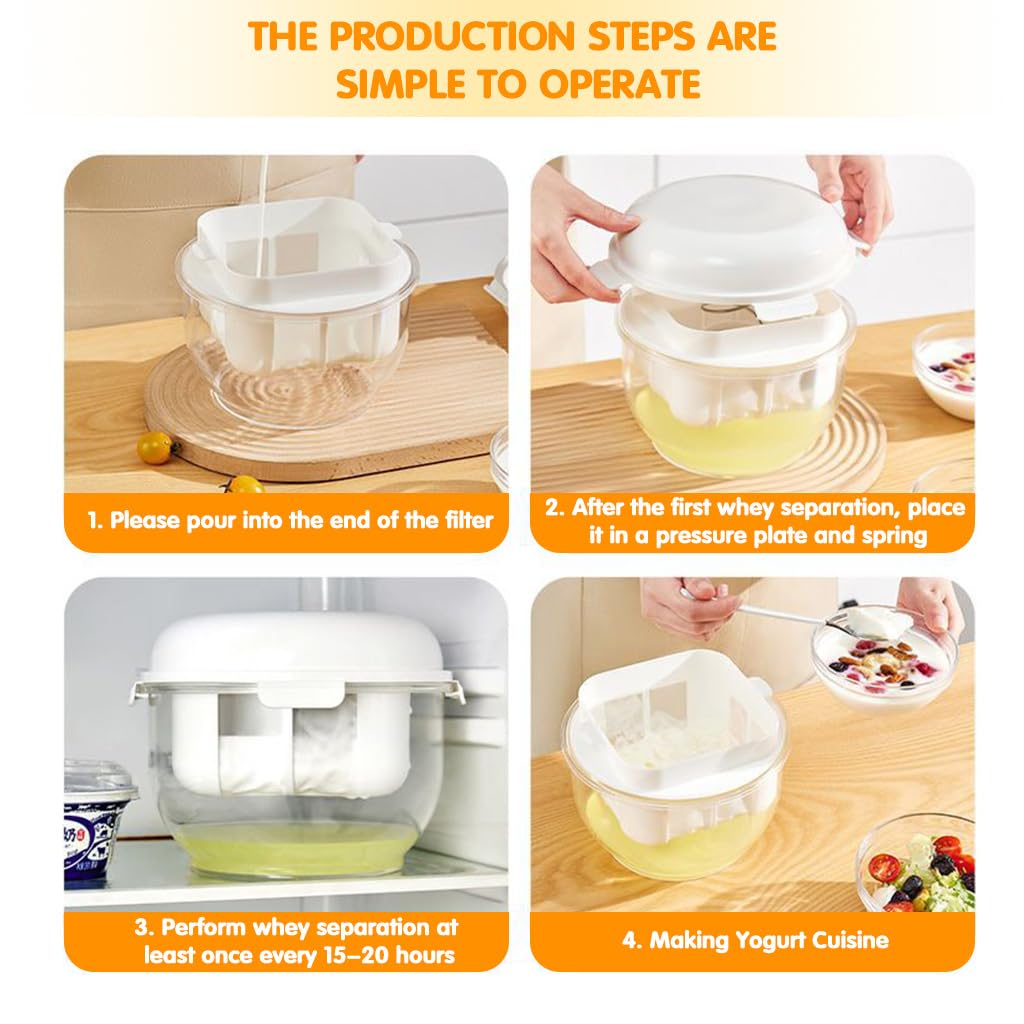 Supvox Yogurt Strainer for Homemade Greek Yogurt with Spring Loaded Press and 3L Capacity | BPA Free Reusable Filter Cup