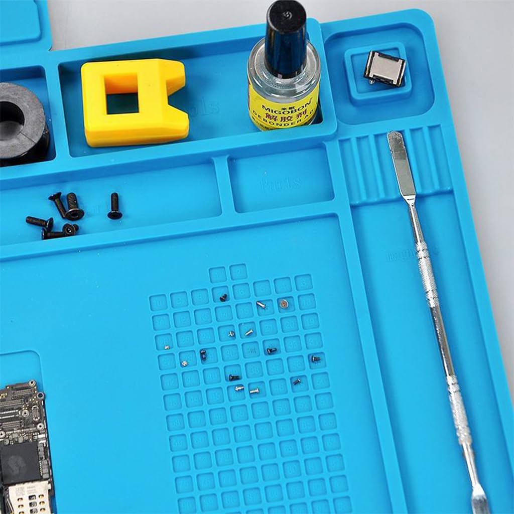 Serplex Silicone Soldering Mat for PCB Repair with Organized Zones | 17.7x11.8 in Heat Resistant Work Pad