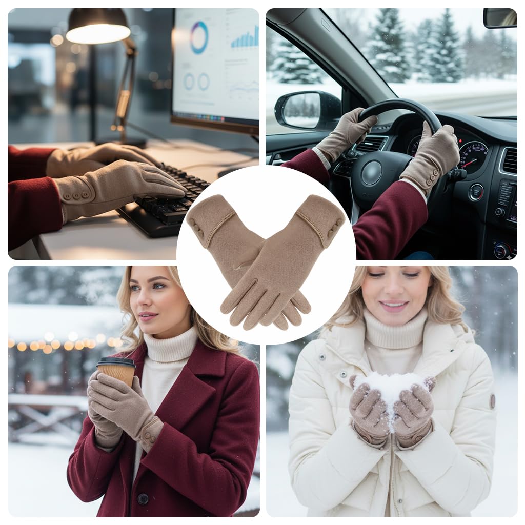 Zibuyu Womens Winter Touchscreen Gloves for Outdoor Use with Fleece Lining and Plush Inner | Warm Knitted Windproof Gift