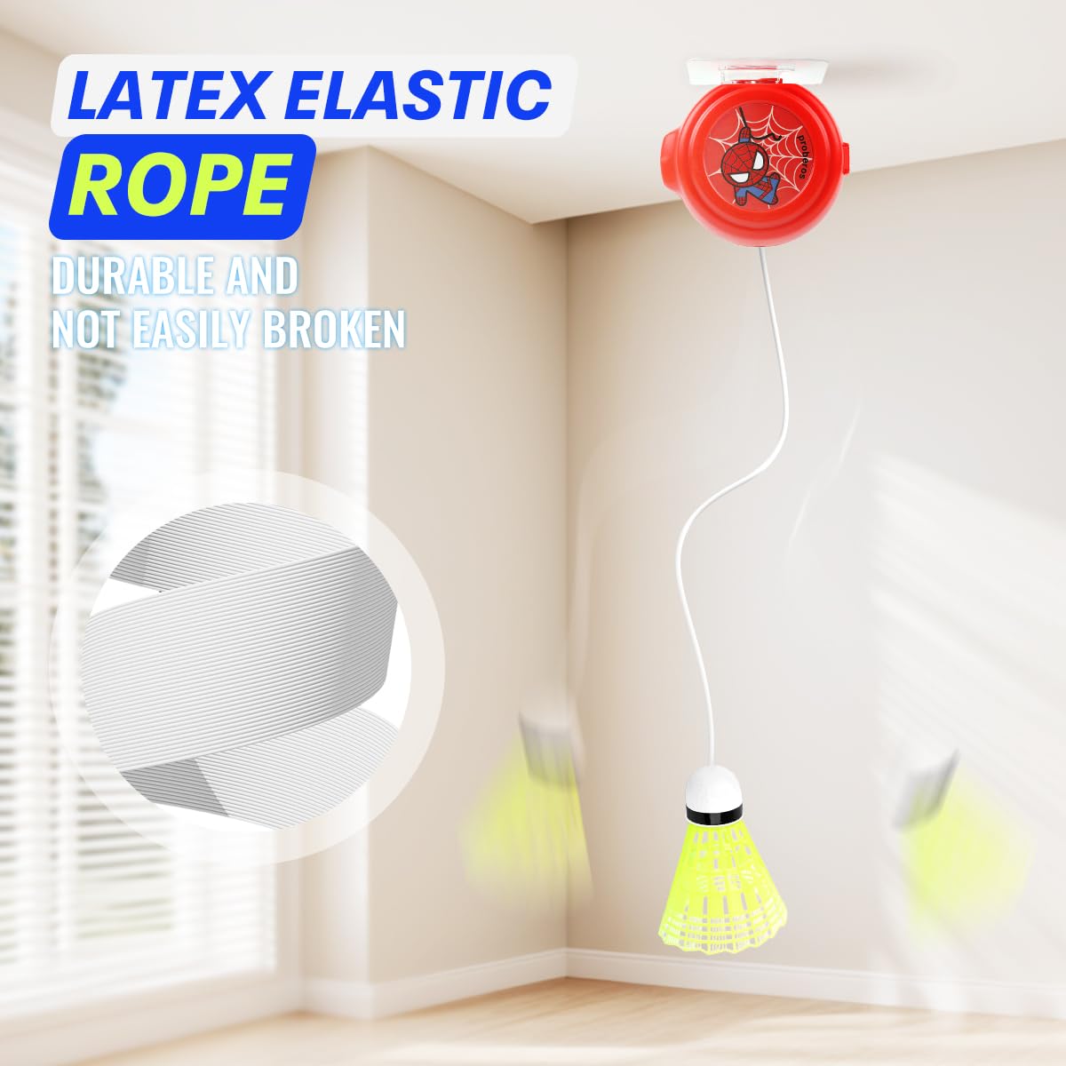 Proberos Badminton Training Device Set with 6 Shuttlecocks and Adjustable Strings | Self-Rebounding Trainer for Kids