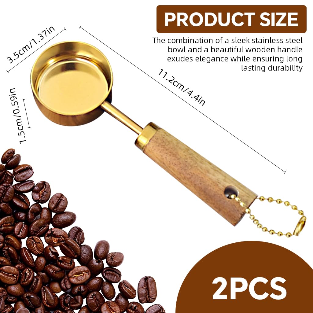 Supvox Spoon Set for Kitchen with 15ml Measuring Capacity and Wooden Handle | 6PCS Stainless Steel Scoops