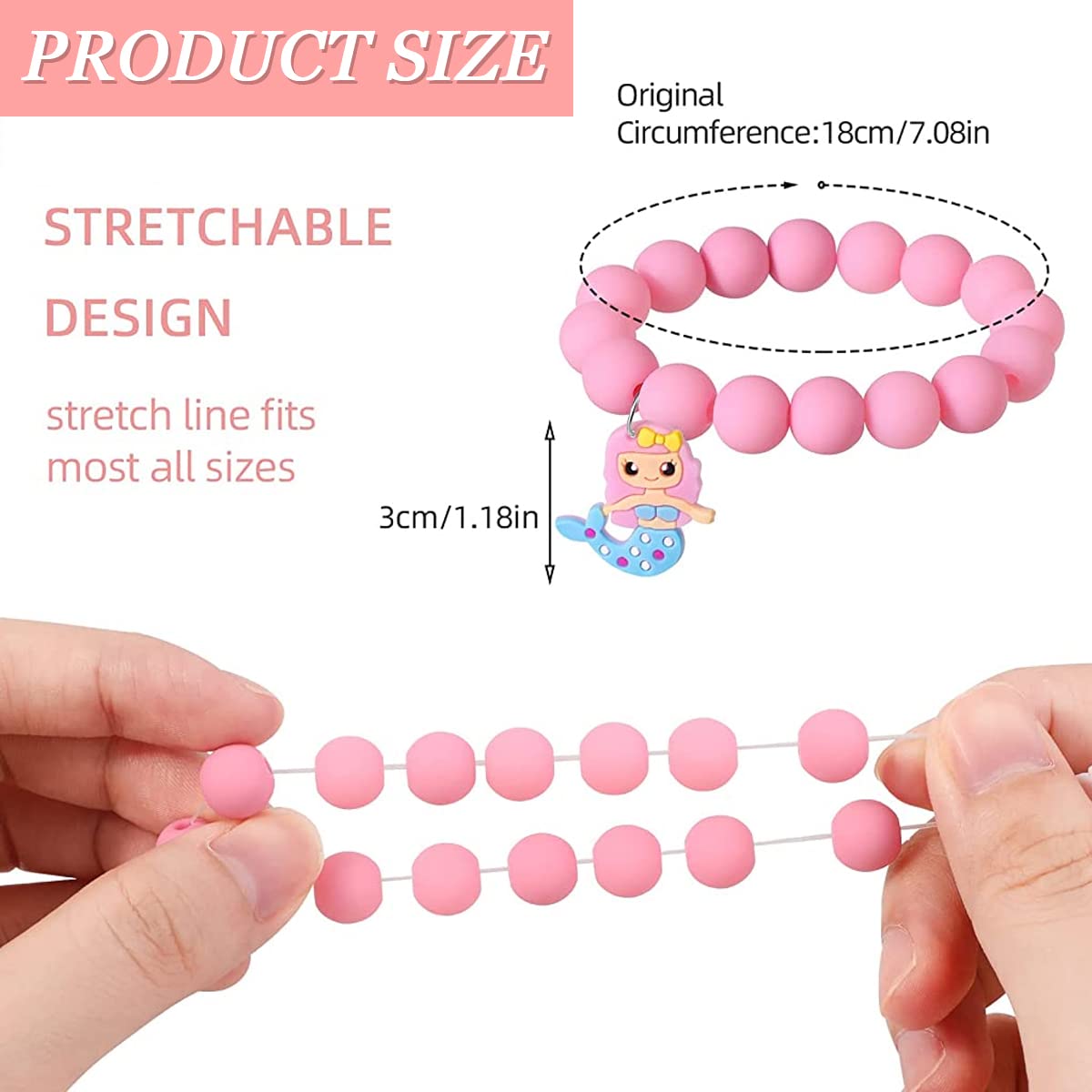 Venzina Beads Bracelet Set for Girls with 6 Candy Colors and Mermaid Charms | Friendship Gift