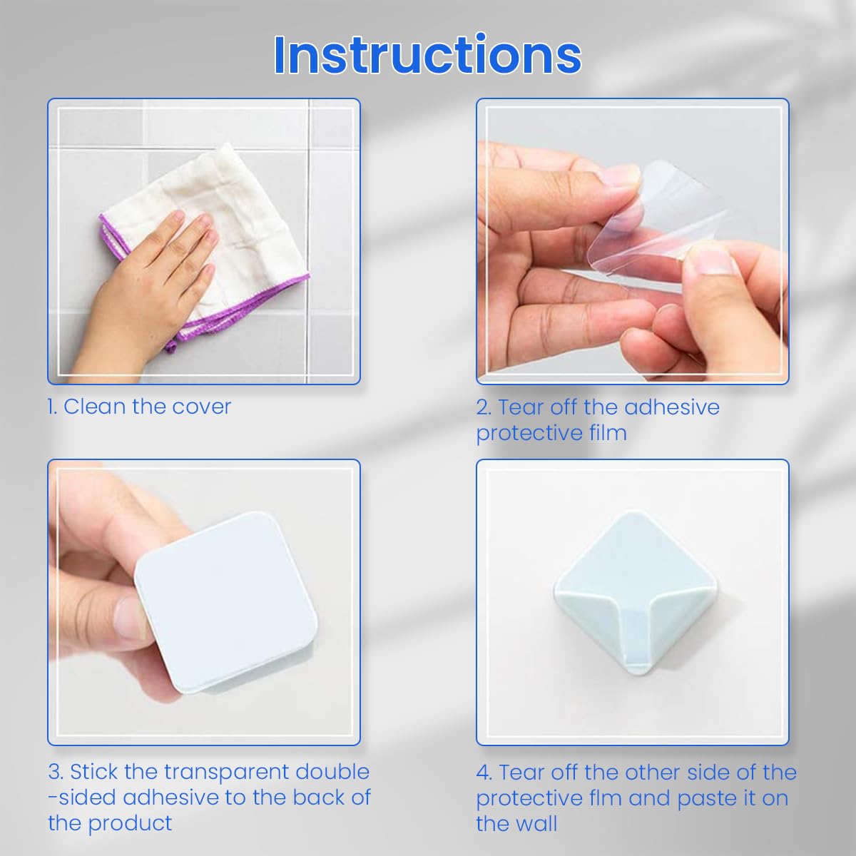 HASTHIP Wall Mounted Plastic Adhesive Hooks for Bathroom and Kitchen featuring Seamless Sticking 8 Pack