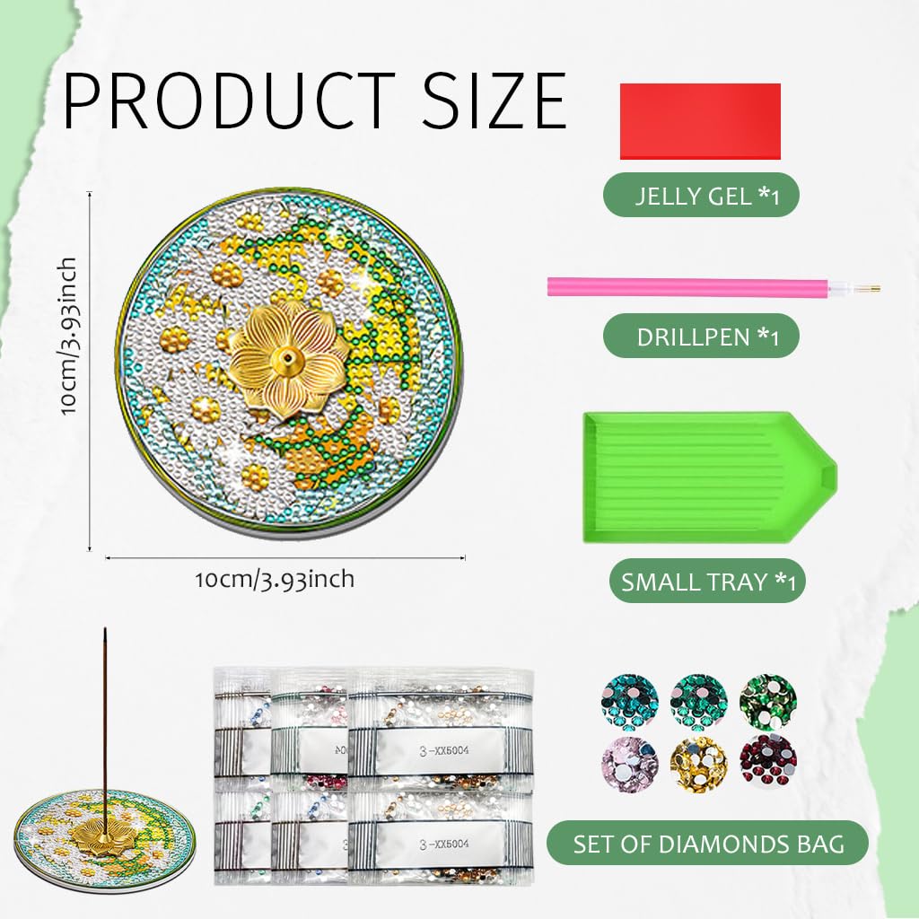HASTHIP Diamond Painting Kit for Home Decor with Dual Function Lotus Incense Holder | DIY Gift Set
