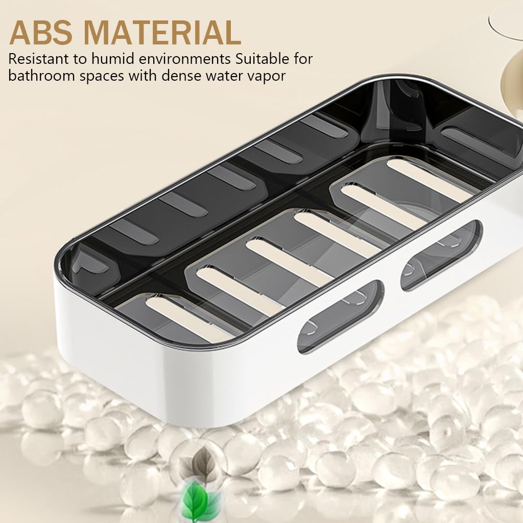 Zibuyu Self Adhesive Corner Shelf for Bathroom and Kitchen with Dual Storage Shelves | 32.5x10.5x4cm White ABS Organizer