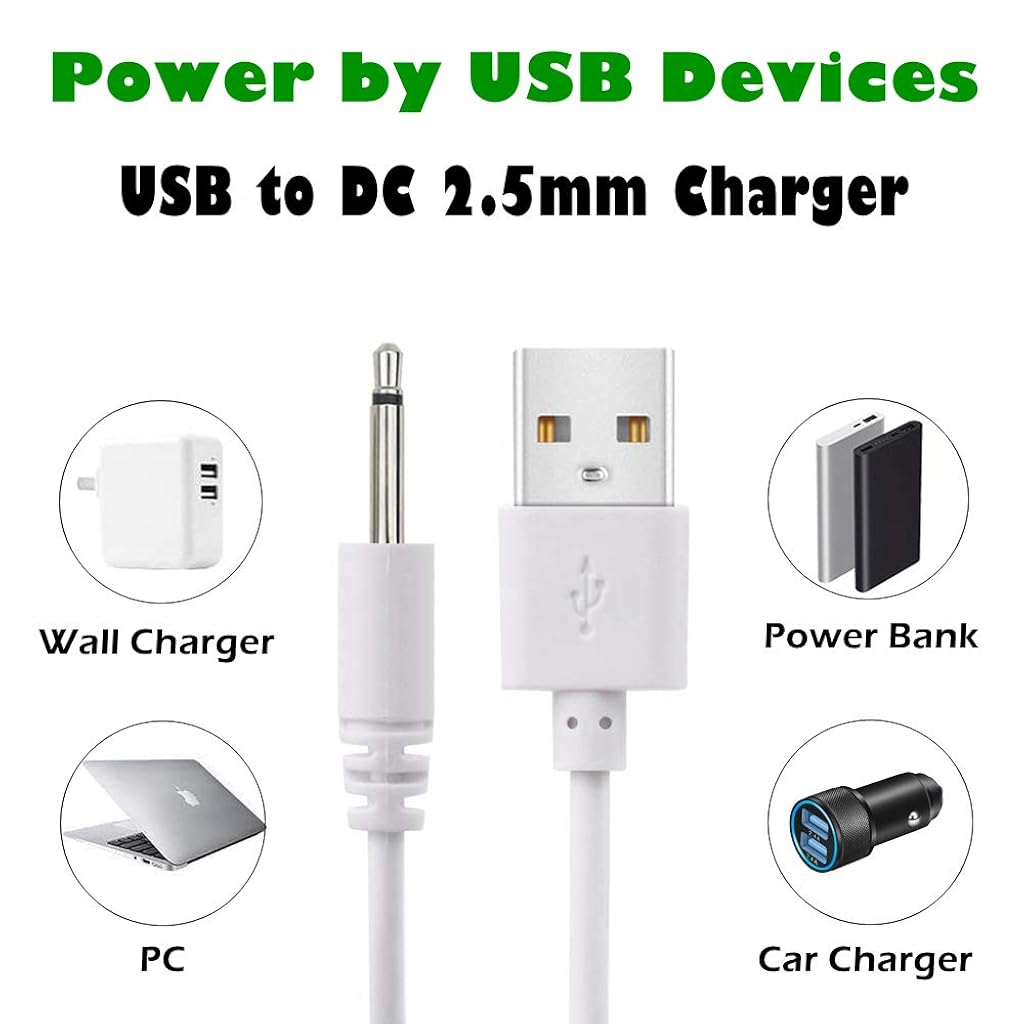 ZORBES® Charging Adapter 2.5Mm Jack Cable Usb To Dc 2.5Mm To Usb Charging Cable For Toy, Beauty Product, Magic Mate, White