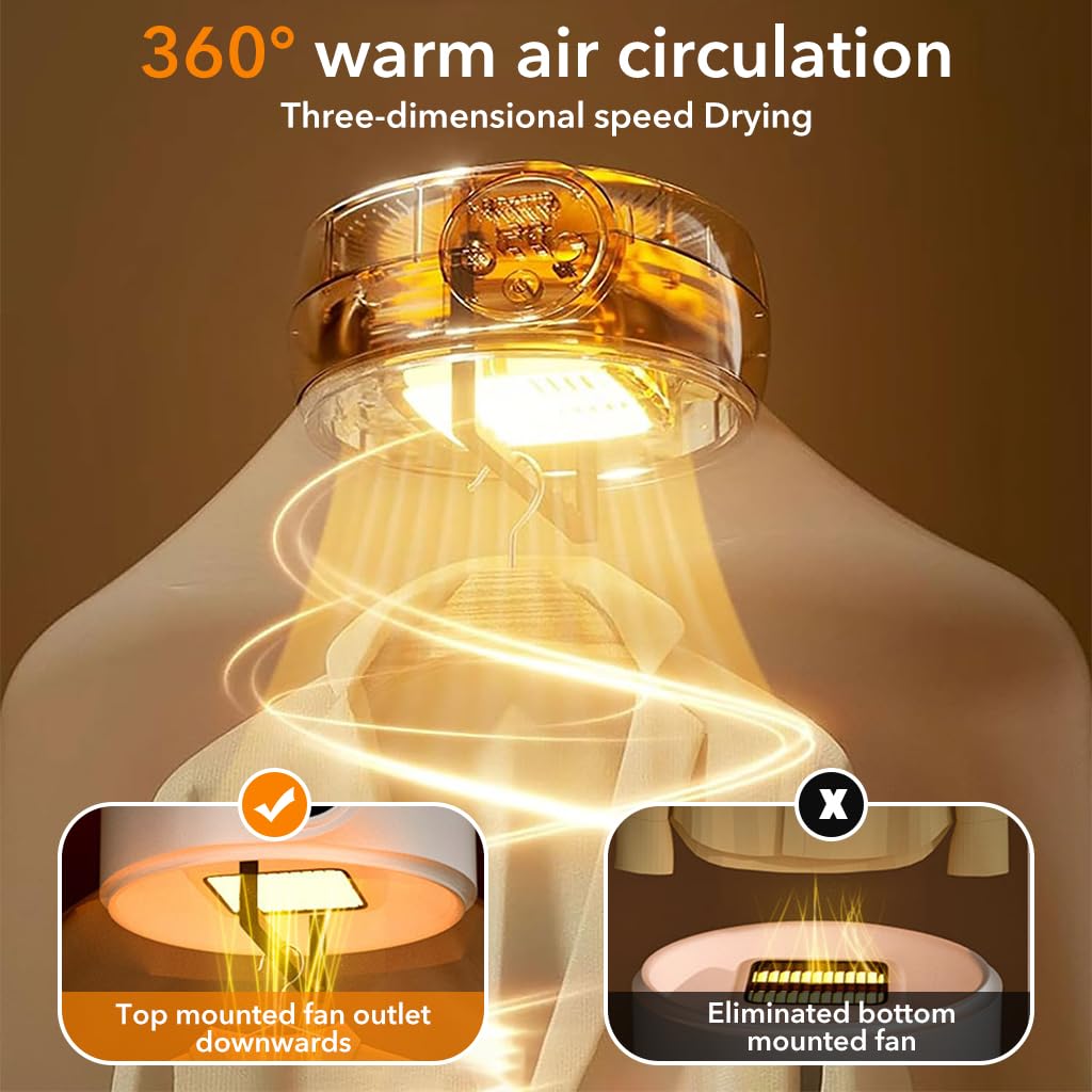 Supvox Portable Mini Dryer for Travel and Apartment with 600W Smart Timer | 360° Warm Air Circulation